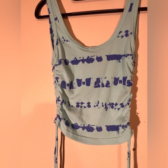 Forever 21 Tie Dye‎ Blue Cropped Tank Top Adjustable Sides Women's Medium - Picture 4 of 4